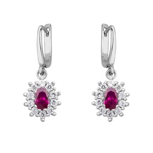 Cercei argint cu tortita si piatra rosie DiAmanti Z1099DER_RU-DIA (Argint 925‰ 4,5 g.)